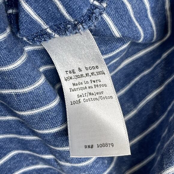 Rag & Bone Cotton Racerback Tank Top Tunic Blue White Stripe Nautical Acidwash M - Picture 8 of 8